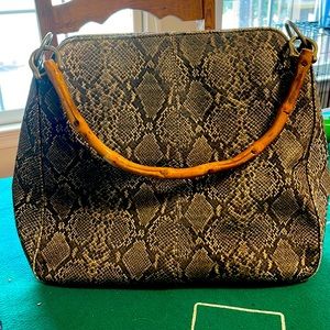 Snake Skin Purse with bamboo handle